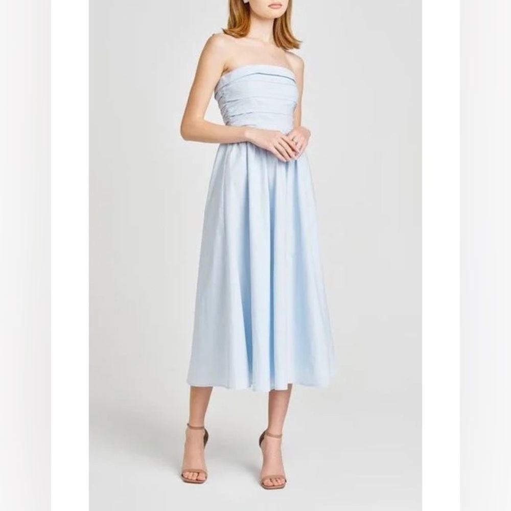 Wayf Strapless Light Blue Dress